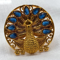 Royal Kundan Jewellery Gold Plated Crystal Stone Peacock Finger Ring