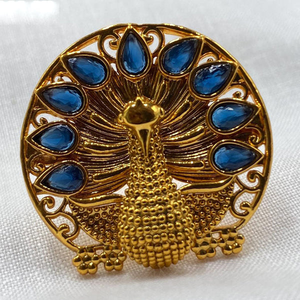 Prime Kundan Jewellery Gold Plated Crystal Stone Peacock Finger Ring