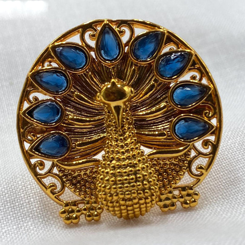 Prime Kundan Jewellery Gold Plated Crystal Stone Peacock Finger Ring