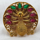 Royal Kundan Jewellery Gold Plated Crystal Stone Peacock Finger Ring