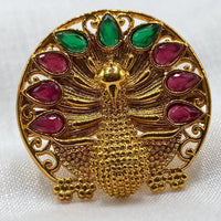 Royal Kundan Jewellery Gold Plated Crystal Stone Peacock Finger Ring