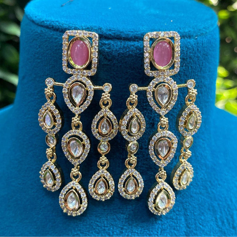 Prime Kundan Jewellery Gold Plated Crystal Stone Dangler Earrings