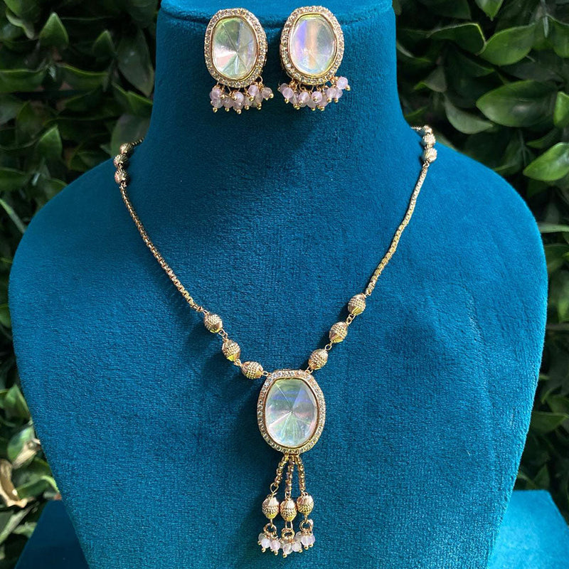 Prime Kundan Jewellery Gold Plated Crystal Stone Necklace Set