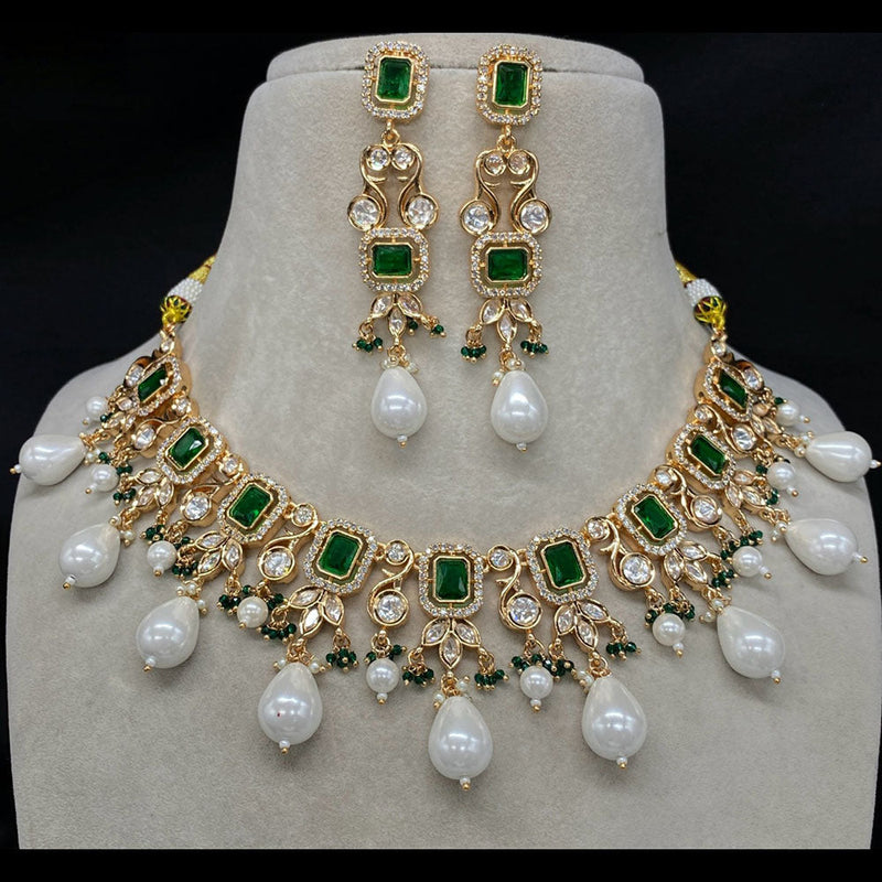 Royal Kundan Jewellery Gold Plated Polki Kundan And Pearls Necklace Set