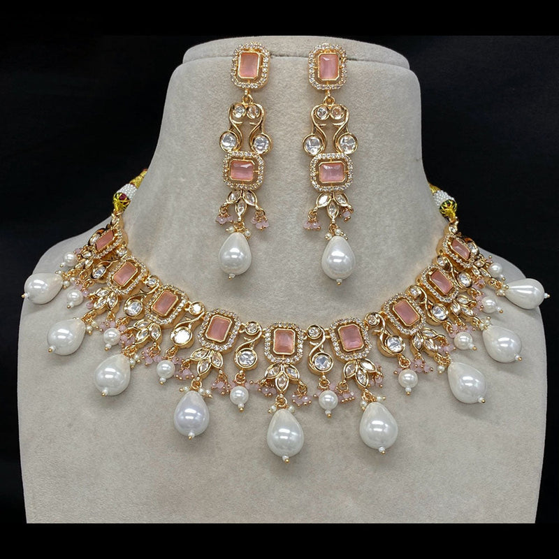 Royal Kundan Jewellery Gold Plated Polki Kundan And Pearls Necklace Set