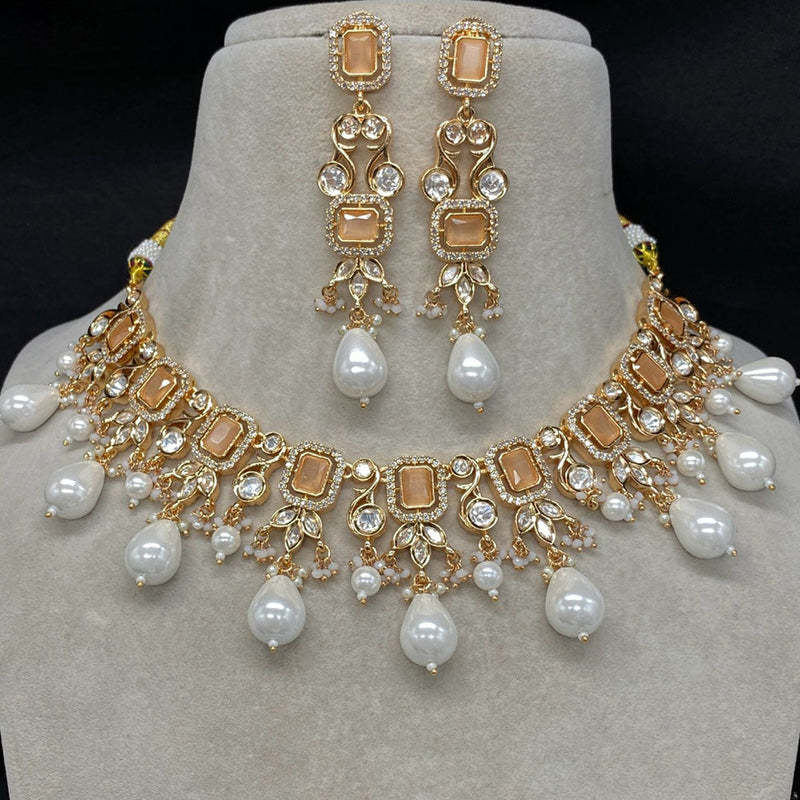 Royal Kundan Jewellery Gold Plated Polki Kundan And Pearls Necklace Set