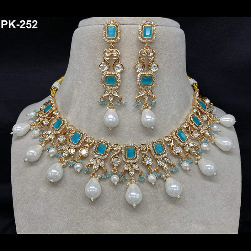 Royal Kundan Jewellery Gold Plated Polki Kundan And Pearls Necklace Set