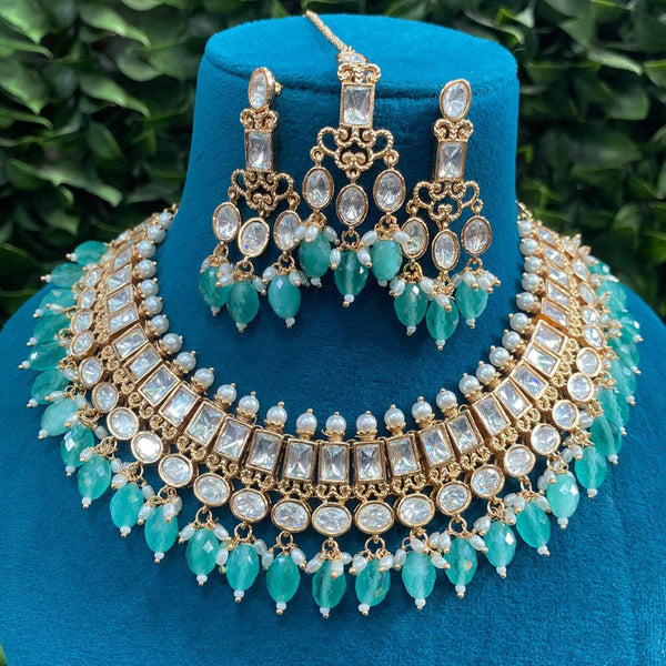 Royal Kundan Jewellery Gold Plated Polki Kundan And Pearls Necklace Set