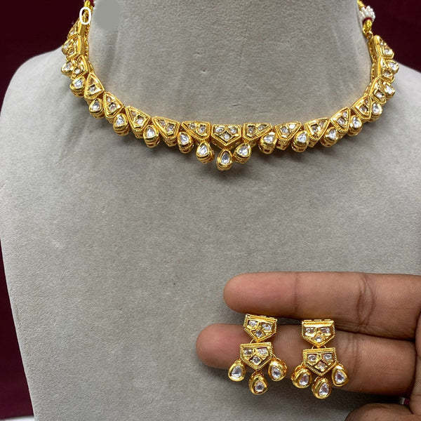 Royal Kundan Jewellery Gold Plated Crystal Stone Necklace Set