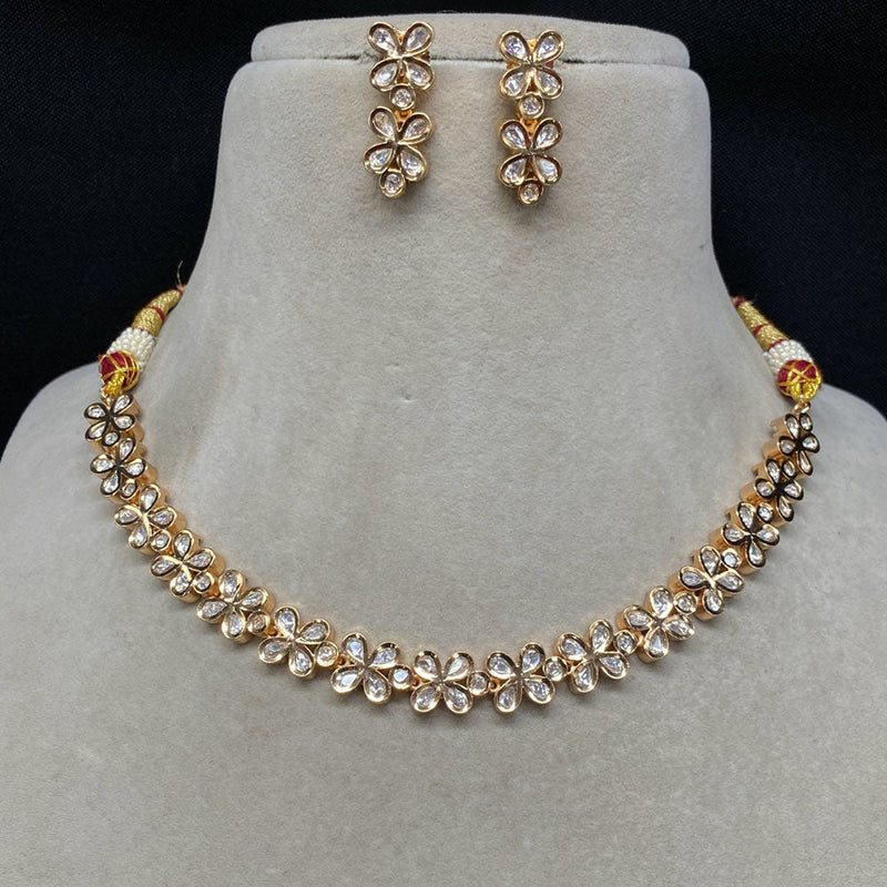 Royal Kundan Jewellery Gold Plated Polki Kundan Necklace Set