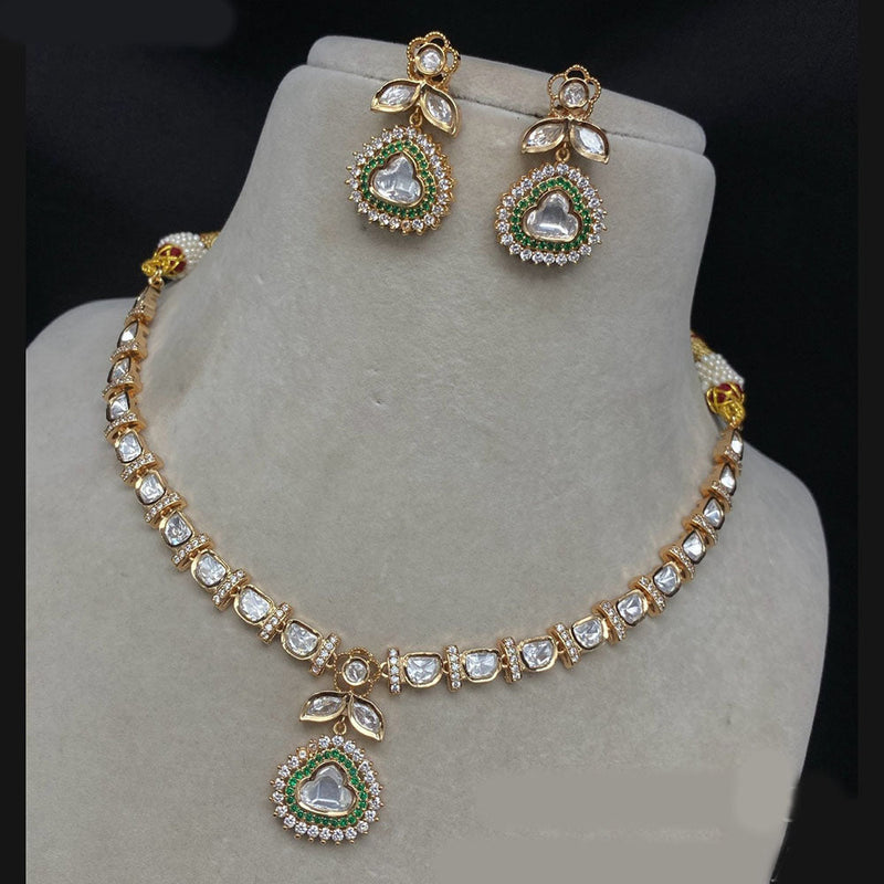 Royal Kundan Jewellery Gold Plated Polki Kundan Necklace Set