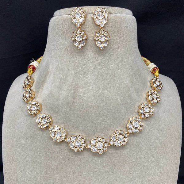 Prime Kundan Jewellery Gold Plated Polki Kundan Necklace Set