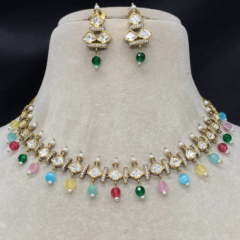 Prime Kundan Jewellery Gold Plated Polki Kundan Necklace Set