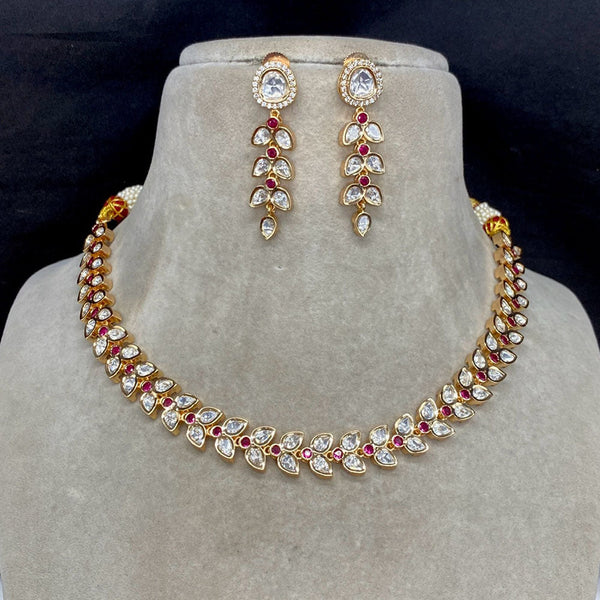 Prime Kundan Jewellery Gold Plated Polki Kundan Necklace Set