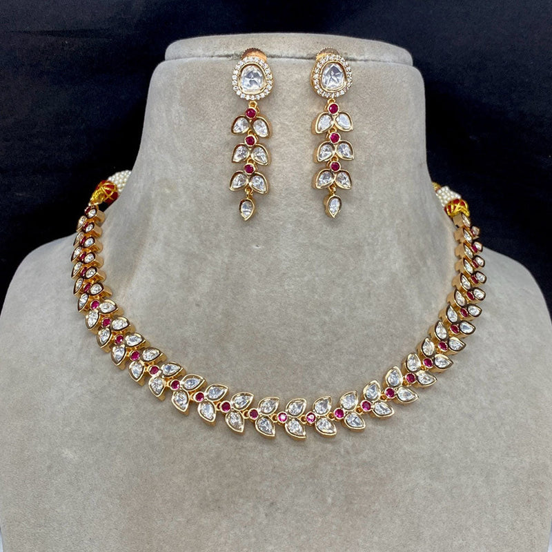 Royal Kundan Jewellery Gold Plated Polki Kundan Necklace Set