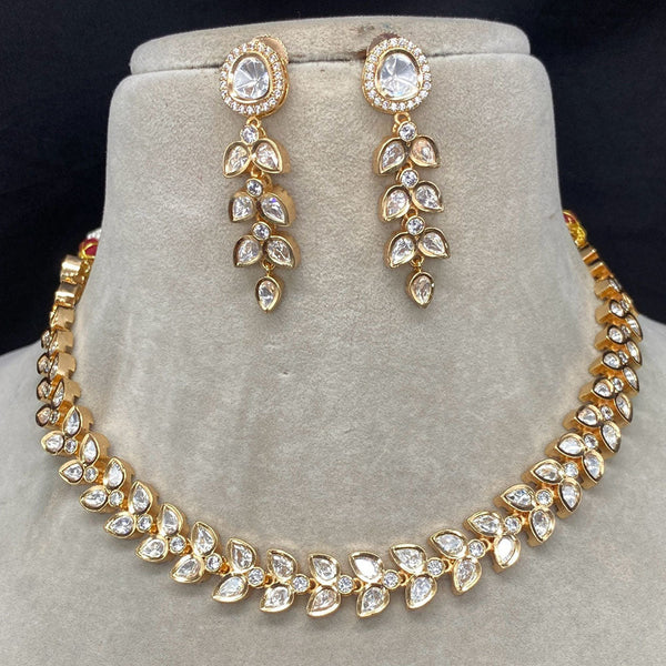 Prime Kundan Jewellery Gold Plated Polki Kundan Necklace Set