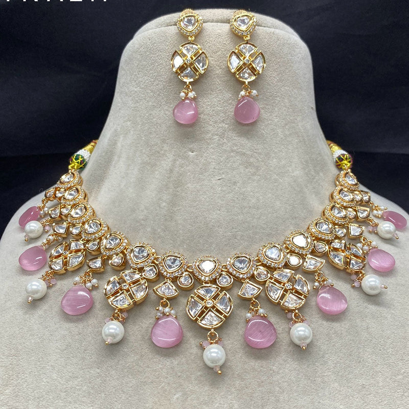 Prime Kundan Jewellery Gold Plated Polki Kundan And Pearls Necklace Set