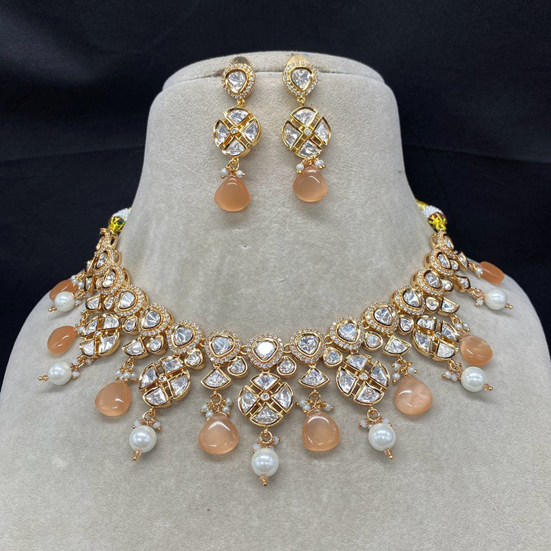 Prime Kundan Jewellery Gold Plated Polki Kundan And Pearls Necklace Set