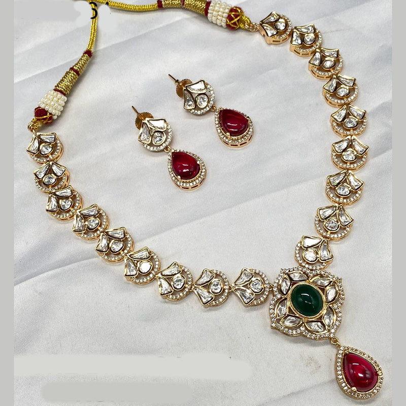 Prime Kundan Jewellery Gold Plated Polki Kundan Necklace Set