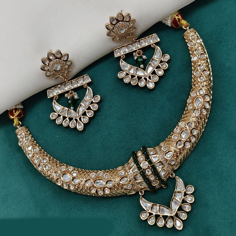 Prime Kundan Jewellery Gold Plated Polki Kundan Necklace Set