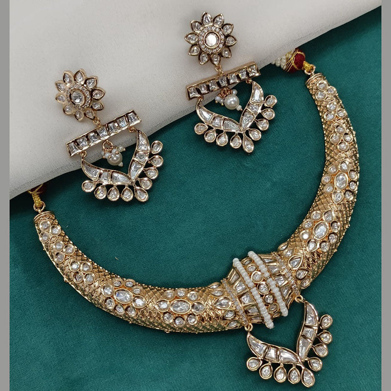 Prime Kundan Jewellery Gold Plated Polki Kundan Necklace Set