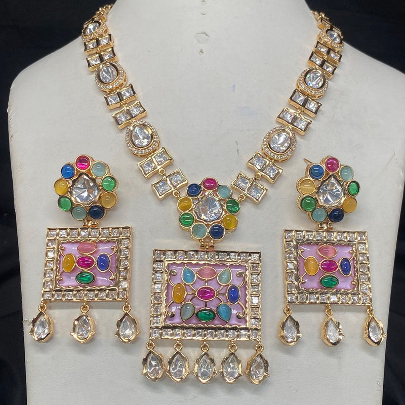 Prime Kundan Jewellery Gold Plated Polki Kundan Necklace Set