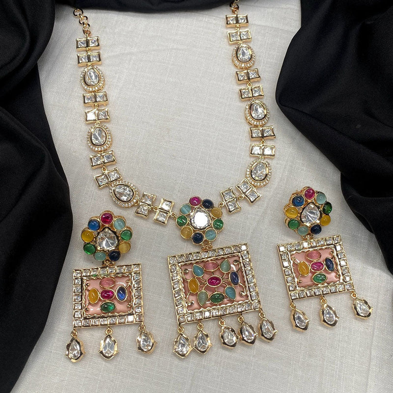 Prime Kundan Jewellery Gold Plated Polki Kundan Necklace Set