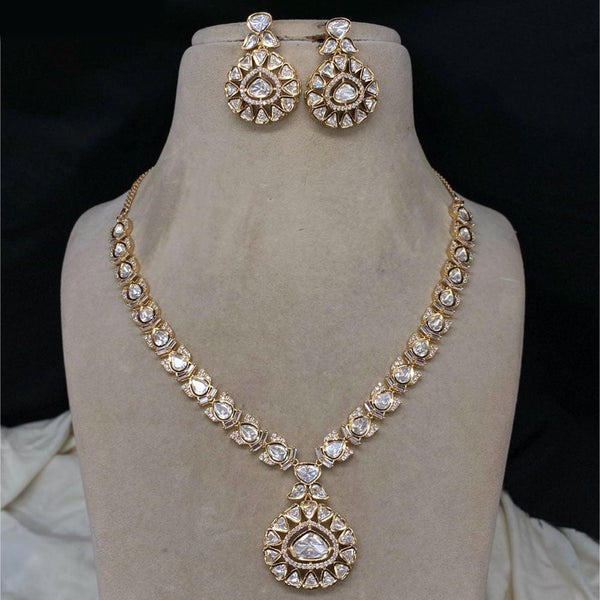 Prime Kundan Jewellery Gold Plated Polki Kundan Necklace Set