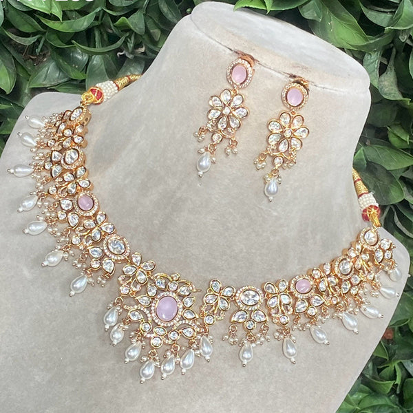 Prime Kundan Jewellery Gold Plated Polki Kundan And Pearls Necklace Set