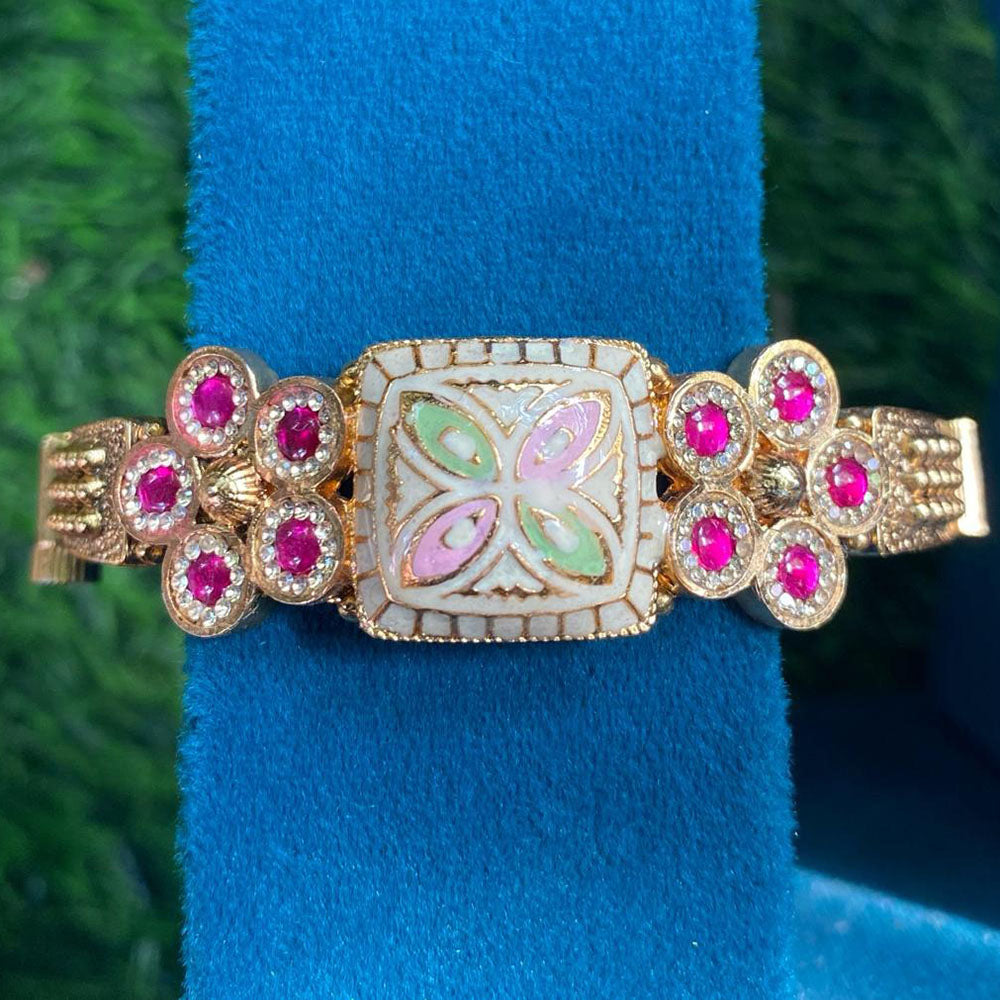 Royal Kundan Jewellery Gold Plated Pota Stone Meenakari Openbale kada