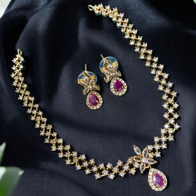 Prime Kundan Jewellery Gold Plated AD Stone Necklace Set