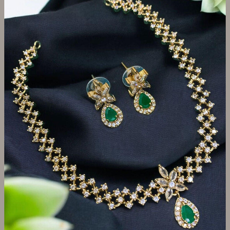 Prime Kundan Jewellery Gold Plated AD Stone Necklace Set