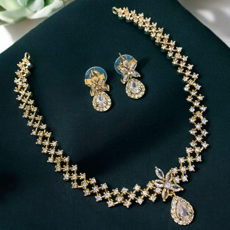 Prime Kundan Jewellery Gold Plated AD Stone Necklace Set