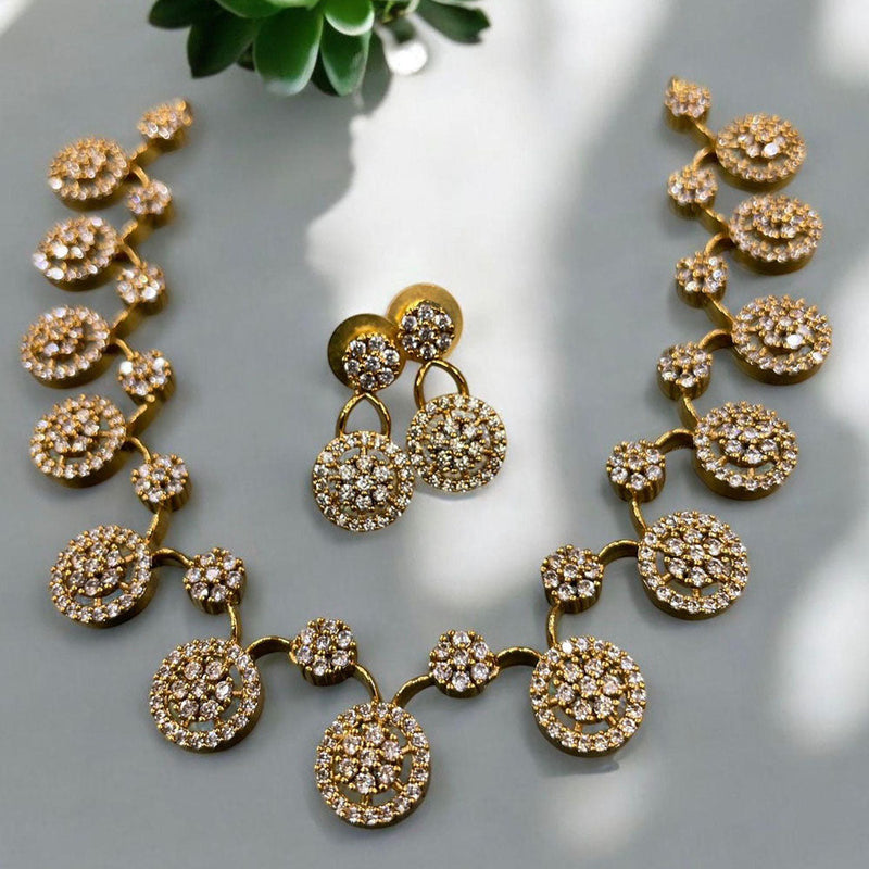 Prime Kundan Jewellery Gold Plated AD Stone Necklace Set