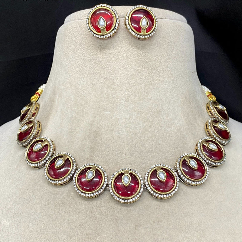 Prime Kundan Jewellery Gold Plated Austrian Stone Necklace Set