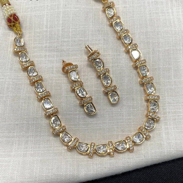 Prime Kundan Jewellery Gold Plated Polki Kundan Necklace Set