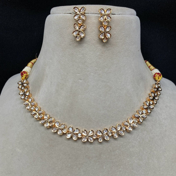 Prime Kundan Jewellery Gold Plated Polki Kundan Necklace Set