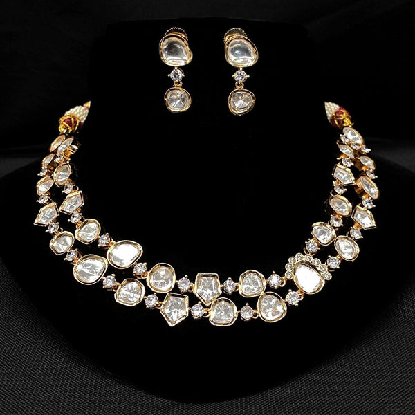 Prime Kundan Jewellery Gold Plated Polki Kundan Necklace Set