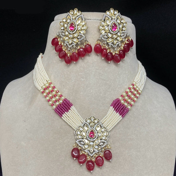 Prime Kundan Jewellery Gold Plated Polki Kundan And Pearls Necklace Set