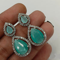 Royal Kundan Jewellery Silver Plated Austrian Stone Dangler Earrings