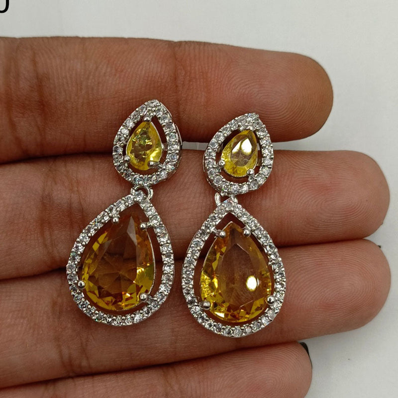 Royal Kundan Jewellery Silver Plated Austrian Stone Dangler Earrings