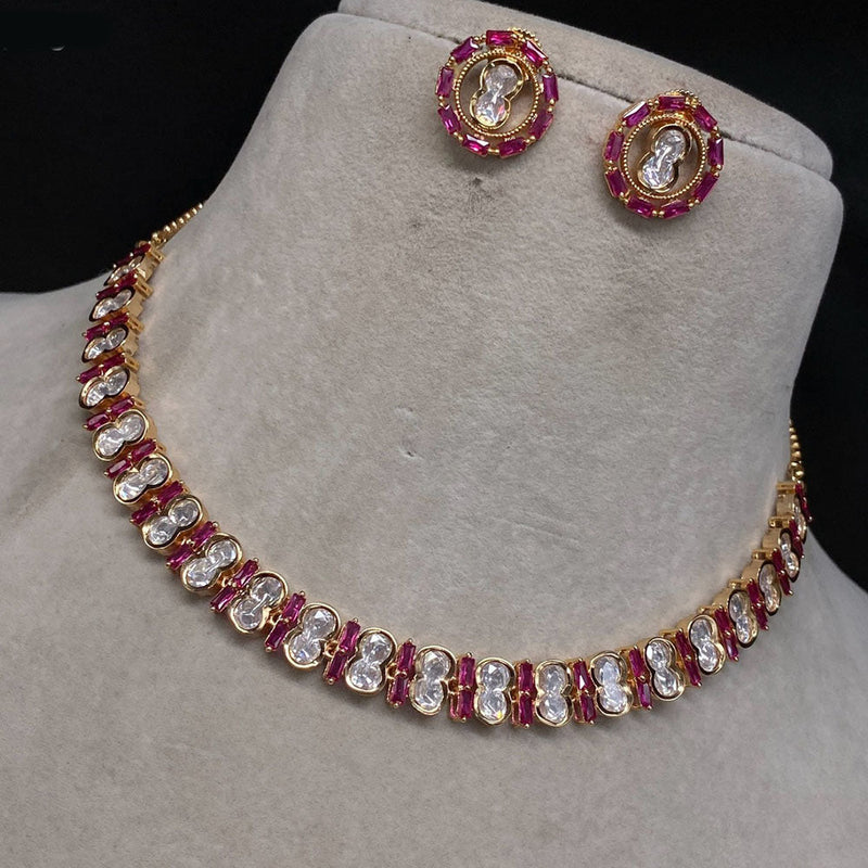 Royal Kundan Jewellery Gold Plated Polki Kundan Necklace Set