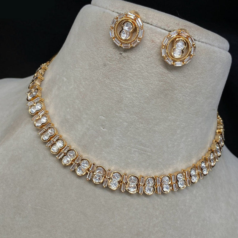 Royal Kundan Jewellery Gold Plated Polki Kundan Necklace Set