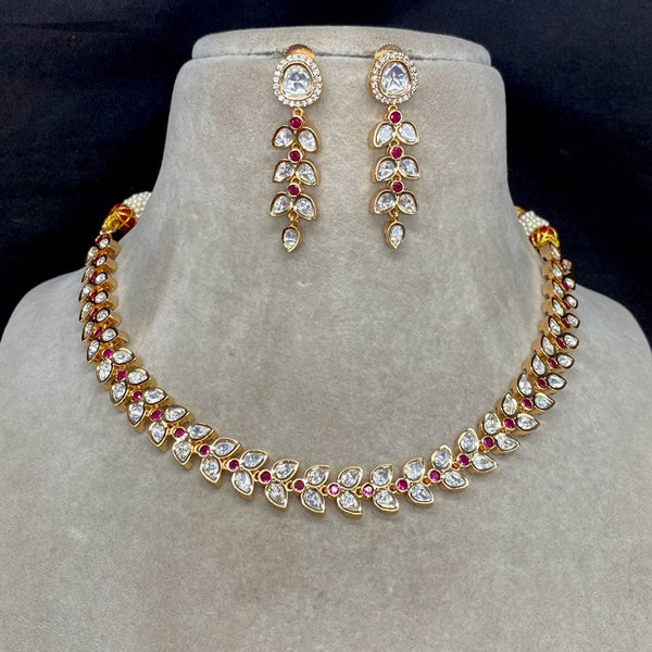 Royal Kundan Jewellery Gold Plated Polki Kundan Necklace Set