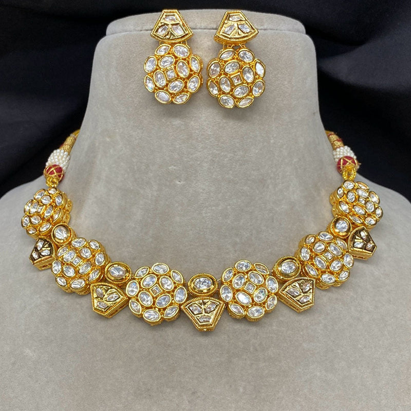 Royal Kundan Jewellery Gold Plated Polki Kundan Necklace Set