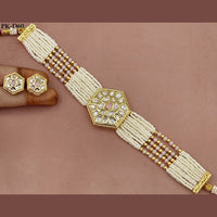 Royal Kundan Jewellery Gold Plated Polki Kundan And Pearls Choker Necklace Set