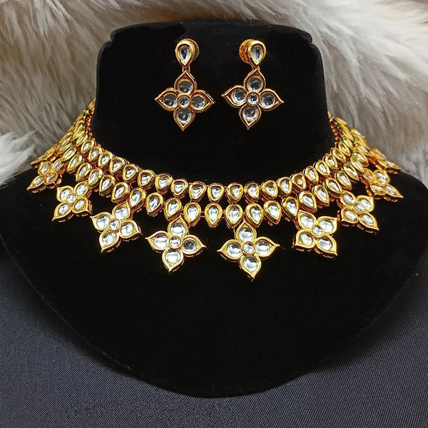 Royal Kundan Jewellery Gold Plated Kundan Stone Necklace Set