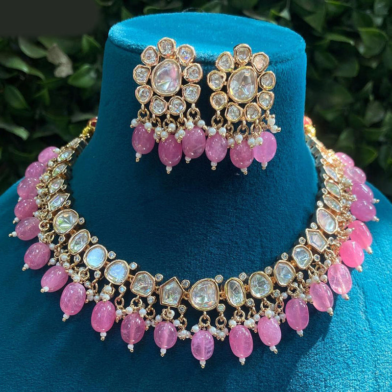 Royal Kundan Jewellery Gold Plated Polki Kundan And Beads Necklace Set