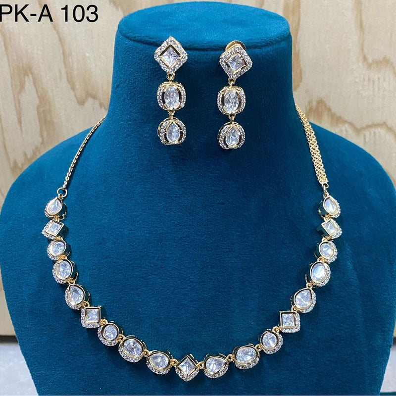 Royal Kundan Jewellery Gold Plated Polki Kundan Necklace Set