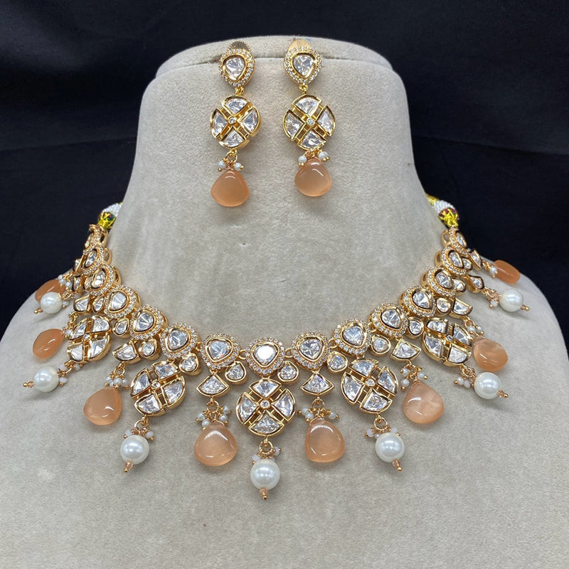 Royal Kundan Jewellery Gold Plated Polki Kundan And Beads Necklace Set